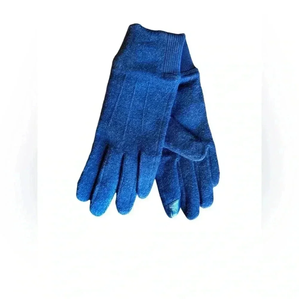 LANDS' END WOMEN'S EZ TOUCH SCREEN WOOL GLOVES Blue L